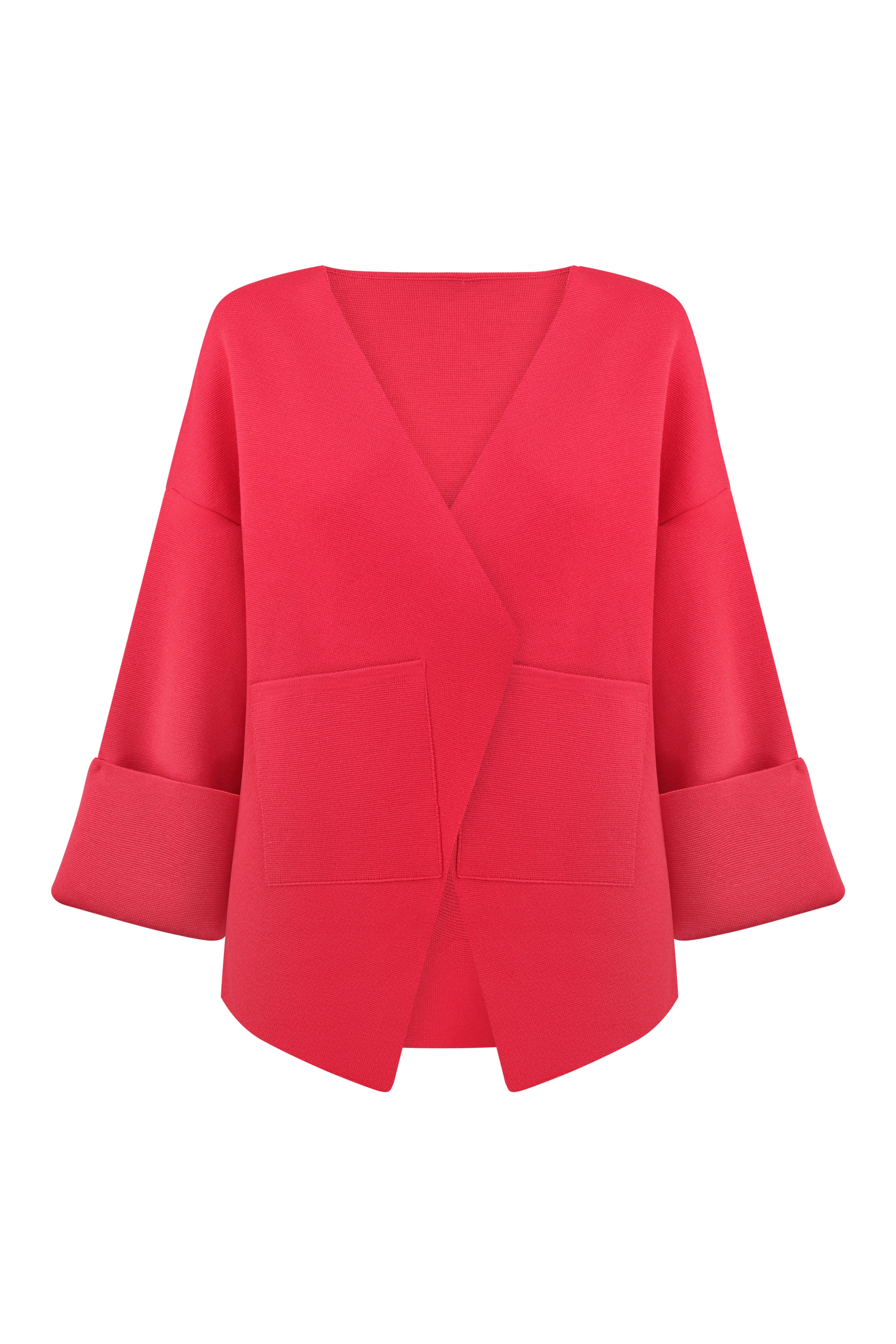 Kimonojacke aus Merinowolle mit Gürtel