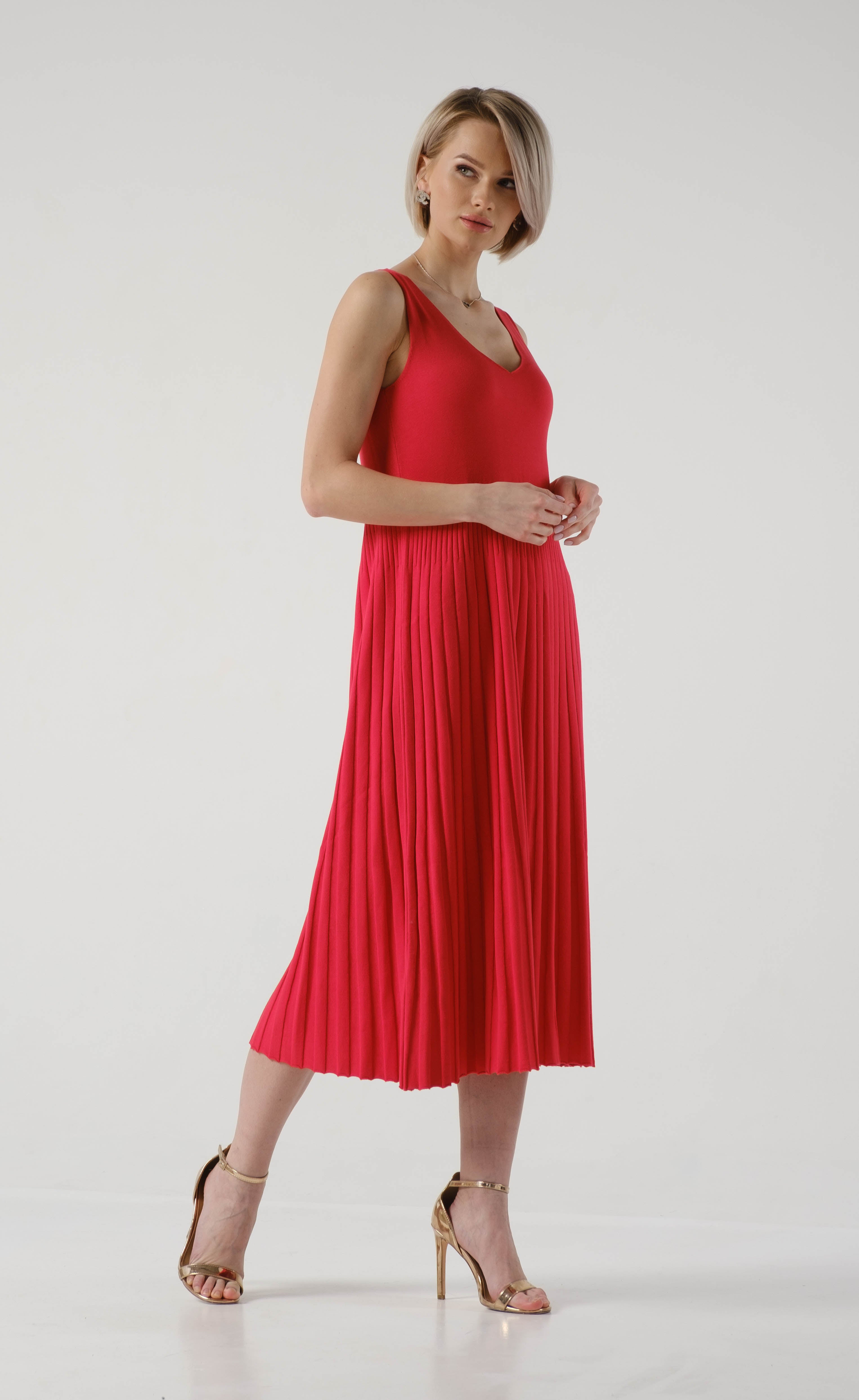 Plissiertes Midi-Sommerkleid