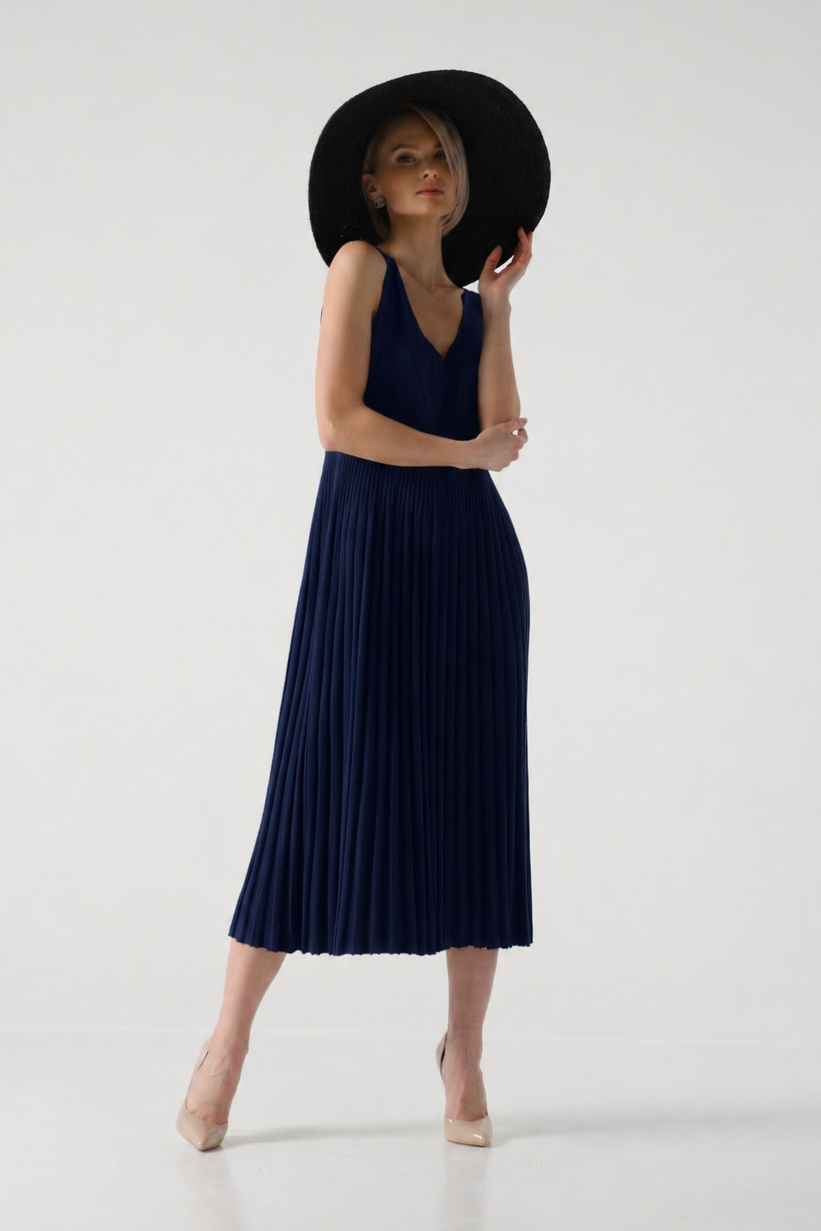 Plissiertes Midi-Sommerkleid