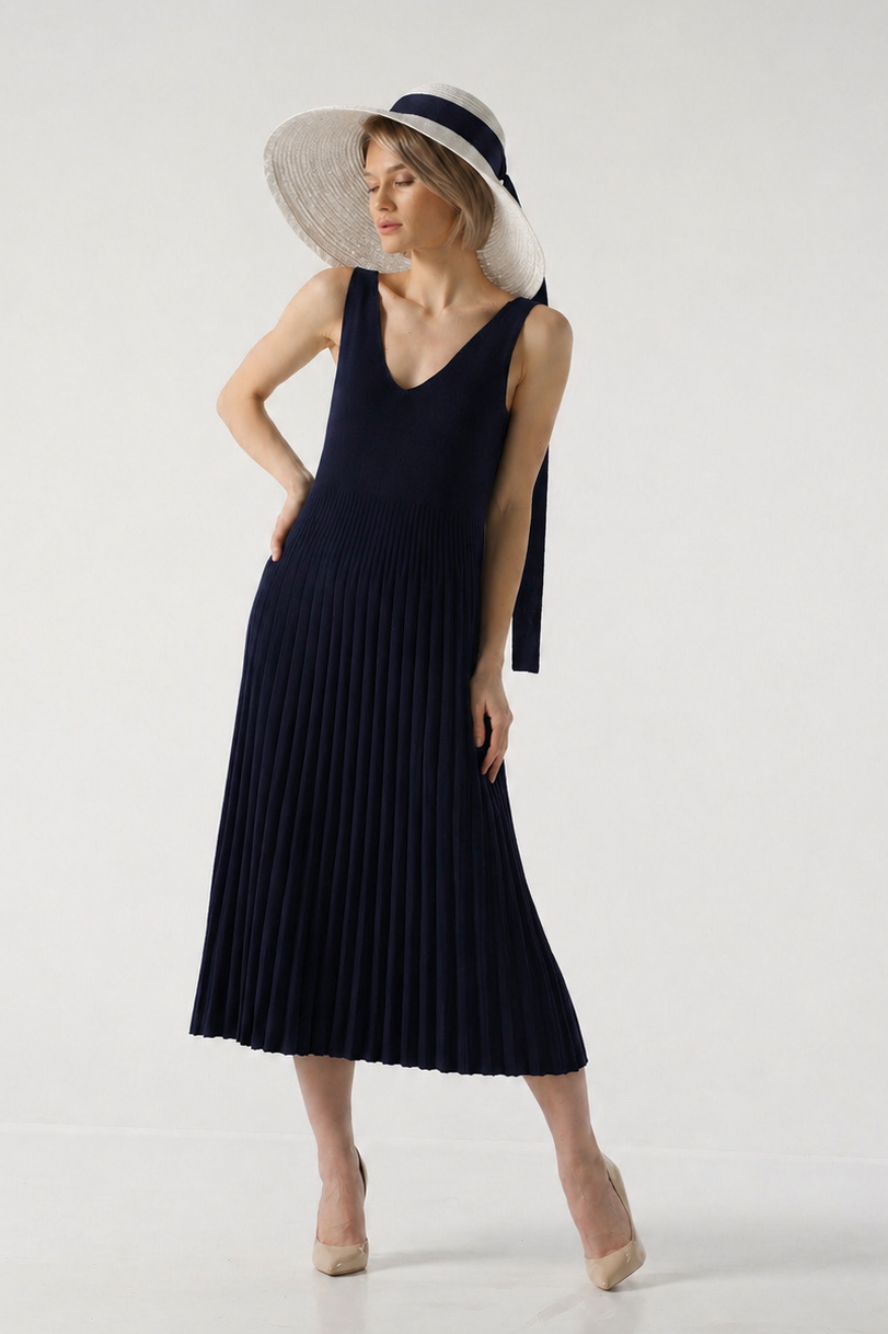 Plissiertes Midi-Sommerkleid