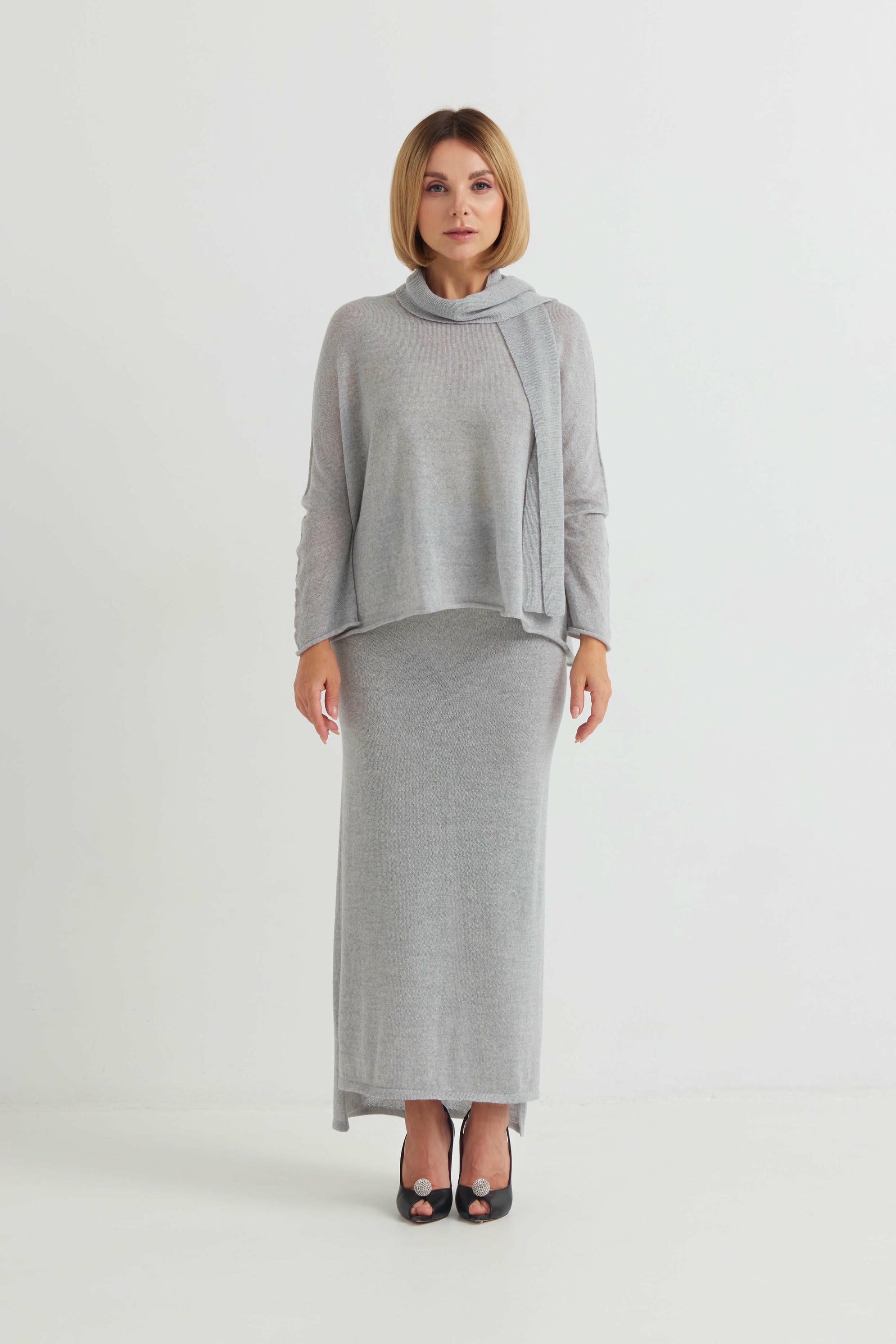 Merino-Top mit Schal